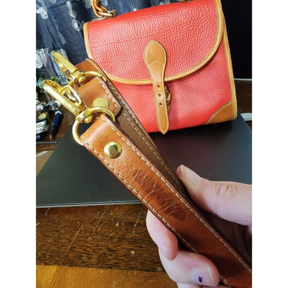 80s Dooney & Bourke Carpet Bag Small Persimmon Red Purse Satchel Tote Crossbody - Picture 14 of 16